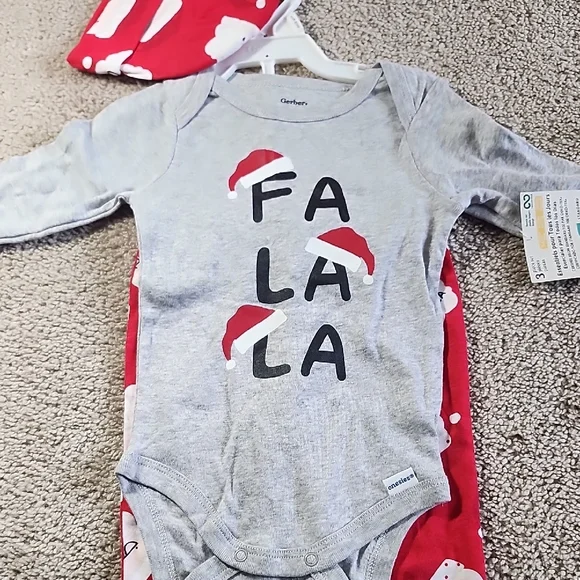 Gerber Festive Gray and Red Baby Bodysuit Set - Picture 3 of 4